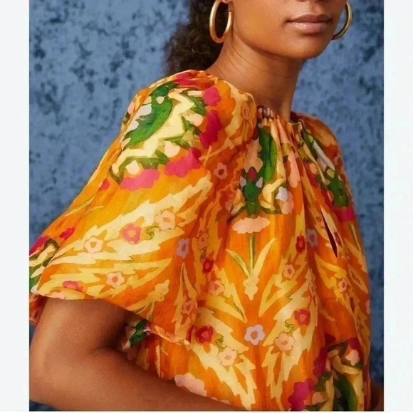 New Marie Oliver Greta Dress Marigold Trellis Sz M $338.00 - Picture 2 of 15